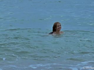 In the ocean, Alya Shon plays naked and gets wet hairy Alya Shon-9