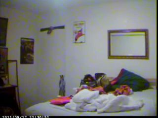 nice nude blonde girl in her bed room. hidden cam-9