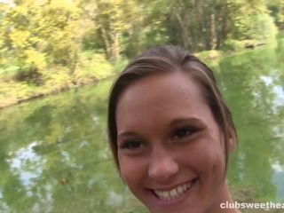 Horny babe making a sex tape outdoors Teen!-0