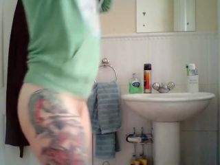 online xxx video 37 Tattooed milf spied in the bathroom, ultimate fetish on black porn -2