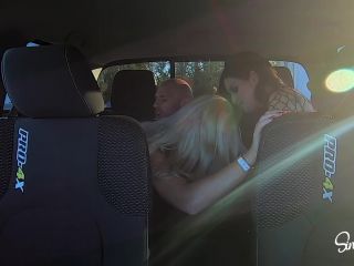 free adult clip 26 Back Seat Threesome, hot lesbians strapon hardcore fucking on webcam on threesome -2