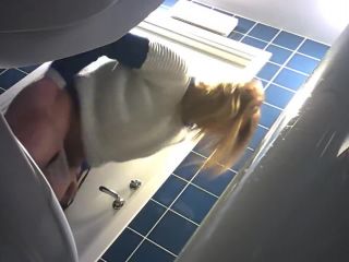 cute blonde girl in the toilet. hidden cam-9