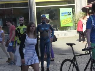 Through the city in a tight latex costume-2