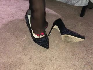 Foot play with black nylons and heels xxx-5