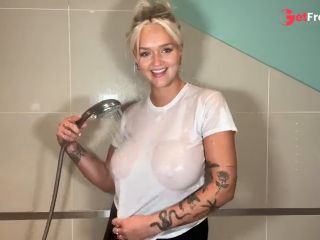 [GetFreeDays.com] Blonde with HUGE Tits Does Wet vs Dry in the shower Adult Clip June 2023-6