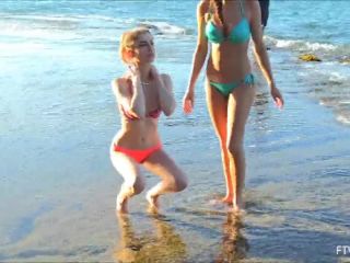 Deep fisting at the beach with two horny girls - Stretching pussy-1