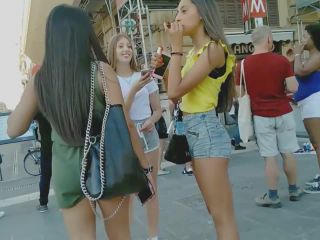 Incredible trio of teens in booty shorts-2
