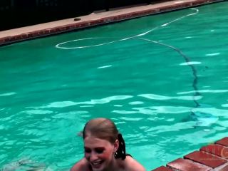 Alli jumps into the pool naked while chatting Casting-4