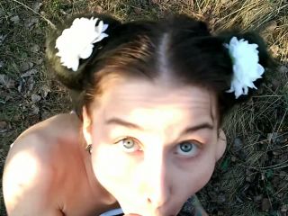 Outdoor Forest Blowjob Gagging on Cock Facial Cumshot we were Caughto Fisting!-3