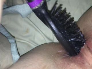 horny amateur girl selfie masturbating with hairbrush on webcam -3