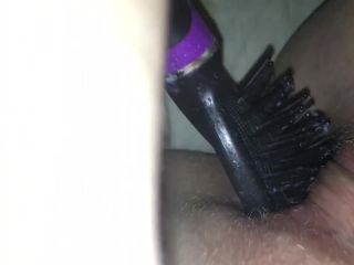 horny amateur girl selfie masturbating with hairbrush on webcam -9