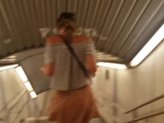 Upskirt while teen girl rushes in  subway-0