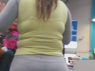 Chubby girl got huge butt in grey tights BBW!-9