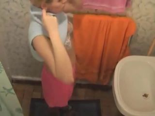 Nice blonde girl changing in the shower room. spy cam-8