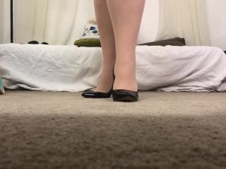 Watch beautiful bbw remove heels and show feet and legs in pantyhose!-0