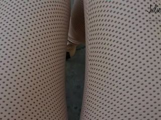 Julie Skyhigh, Pantyhose, Stockings, Leggings - Beige leather pant busstop with beige heels MPEG4 [foot fetish]-7