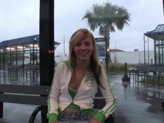 Roxy gets naked and fingers pussy on a rainy day Public!-3
