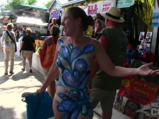 Nude Girls With Only Body Paint Out In Public On The Streets Of Fantasy Fest 2018 Key West Florida-0