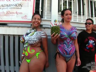 Nude Girls With Only Body Paint Out In Public On The Streets Of Fantasy Fest 2018 Key West Florida-3