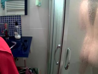 Skinny teenage girl finishing her  shower-1