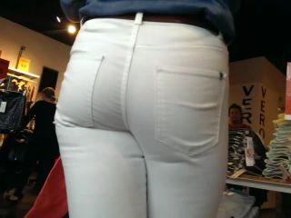 Store worker in tight white pants-6