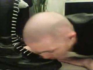 Worthless skinhead slave foot worship and trampling - (Feet porn)-7