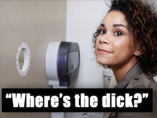  Cute Black Girl Sucking Big Dick Through Restroom Glory Hole-8