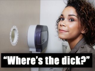  Cute Black Girl Sucking Big Dick Through Restroom Glory Hole-9