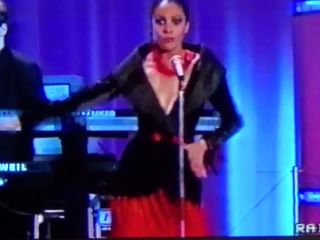 Fully boob slip thanks to Italian singers  show-3