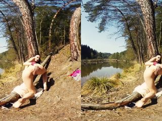 083  Long Leg Evelin Outdoor In Forest Masturbate With Dildo  3DVR180 S-4