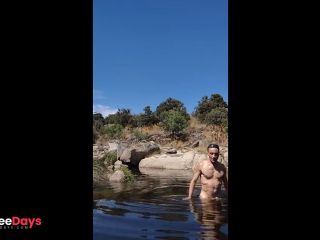 [GetFreeDays.com] Masturbating naked in the river of public Park and moaning for massive cumshot Sex Film July 2023-3