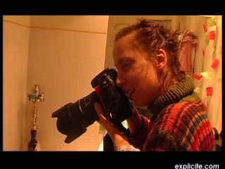 Crazy French teens shooting funny naked pics in the bathroom Teen!-4