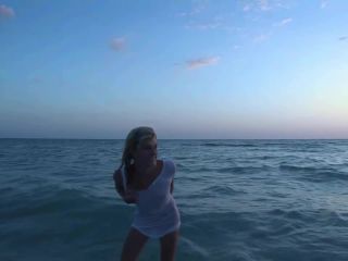 Super Skinny Blonde Playing Naked in the Gulf of Mexico Public!-7