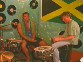 Two Drumming Dudes Watch Each Other Wank Gay!-0