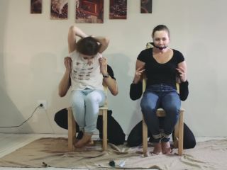 The first meeting and tickling two girls: Dina and Laura in ticklish Tickling!-6