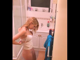 Nice blonde girl undressing before shower. hidden cam-3