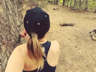 Horny teen suck and fuck in public forest. POV amateur outdoor sex-6