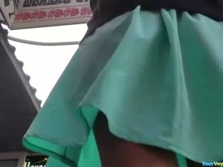 Short green skirt  upskirt-5