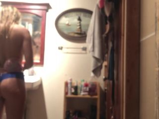 real amateur Real 18yo sister caught on hidden spy cam in the shower, webcam on solo female-8