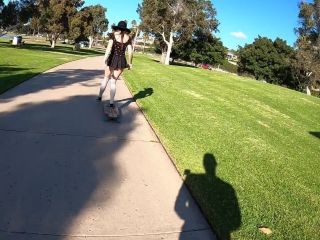 Shy Goth Exhibitionist Learning To Longboard Video-1