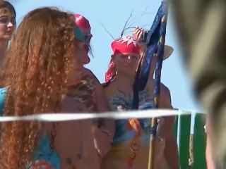 Beauty wn body paint festival in nudist beach voyeur-7