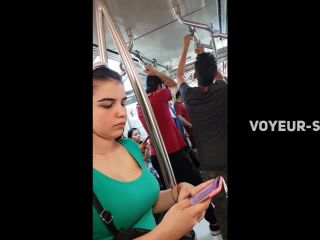 Busty girl from within public transport public -1