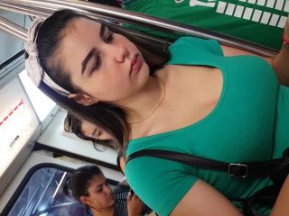 Busty girl from within public transport public -5