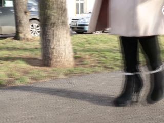 Public High Heels Walking, Worn Pantyhose And Foot Play (Sexy Boots, Pa-1