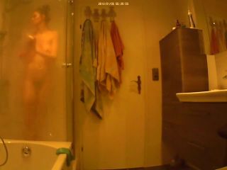 Beauty girl with hairy pussy taking a shower. hidden cam-5