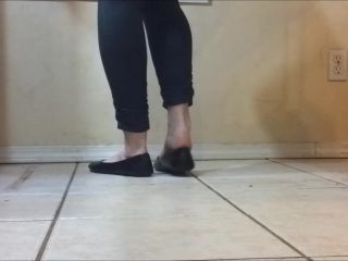 Dipping And Dangling Black Flats Foot!-3