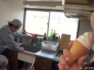 Awesome Busty Japanese babe pleases two big cocks Video Online-1