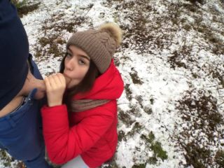 ADOLFxNIKA - Bitch Asks for Cum in his Mouth right in the Forest and can no Longer Wait , cute amateur on amateur porn -5