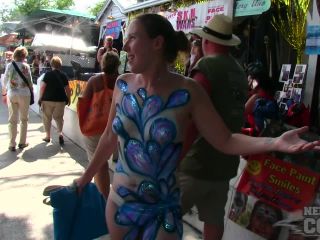 Nude Girls With Only Body Paint Out In Public On The Streets Of Fantasy Fest 2018 Key West  Florida-0