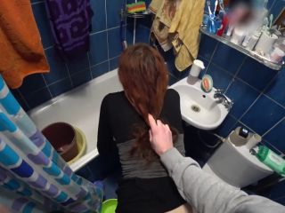 Real cheating wife with a young guy in the toilet - Wife-6